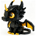 Cute Black & Gold Dragon Building Block Model Fantasy Desktop Decor