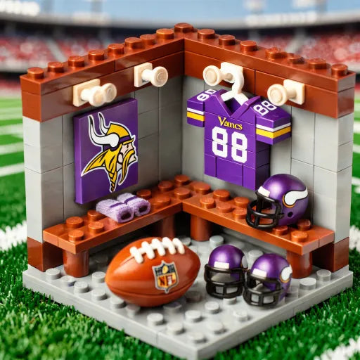 🏈 NFL Locker Room Brick Set - 32 Teams Available - 3D Mini Stadium Diorama & Fan Collectible 🧱