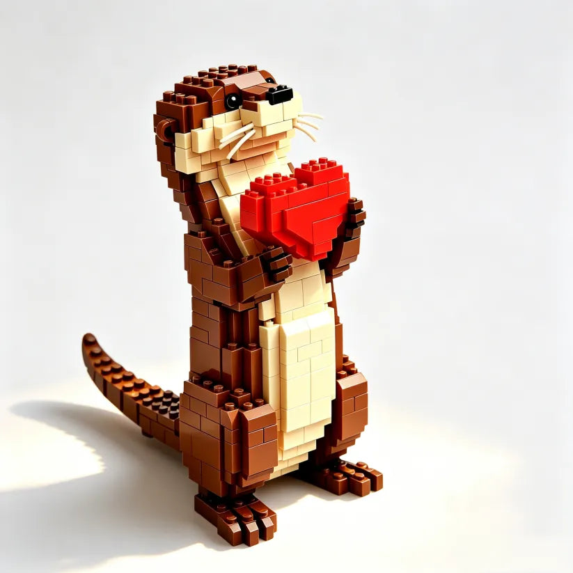 🦦❤️ A Little Otter Holding a Heart — Building Block Set