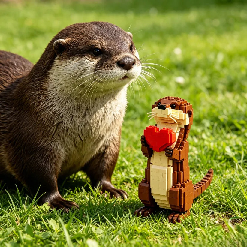 🦦❤️ A Little Otter Holding a Heart — Building Block Set