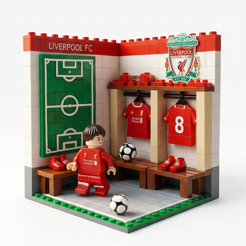 🔥Limited Edition 🔥Ultimate Matchday: Football Club Locker Room Building Block Set (with Minifigure & Jerseys) ⚽️🔴