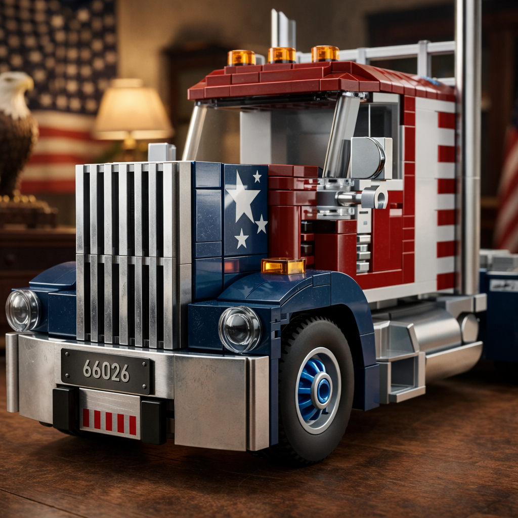 Tribute to the Highway Legend! Classic American Big Rig Building Set | Stars & Stripes Edition 🇺🇸🚛