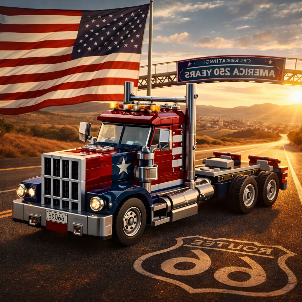 Tribute to the Highway Legend! Classic American Big Rig Building Set | Stars & Stripes Edition 🇺🇸🚛