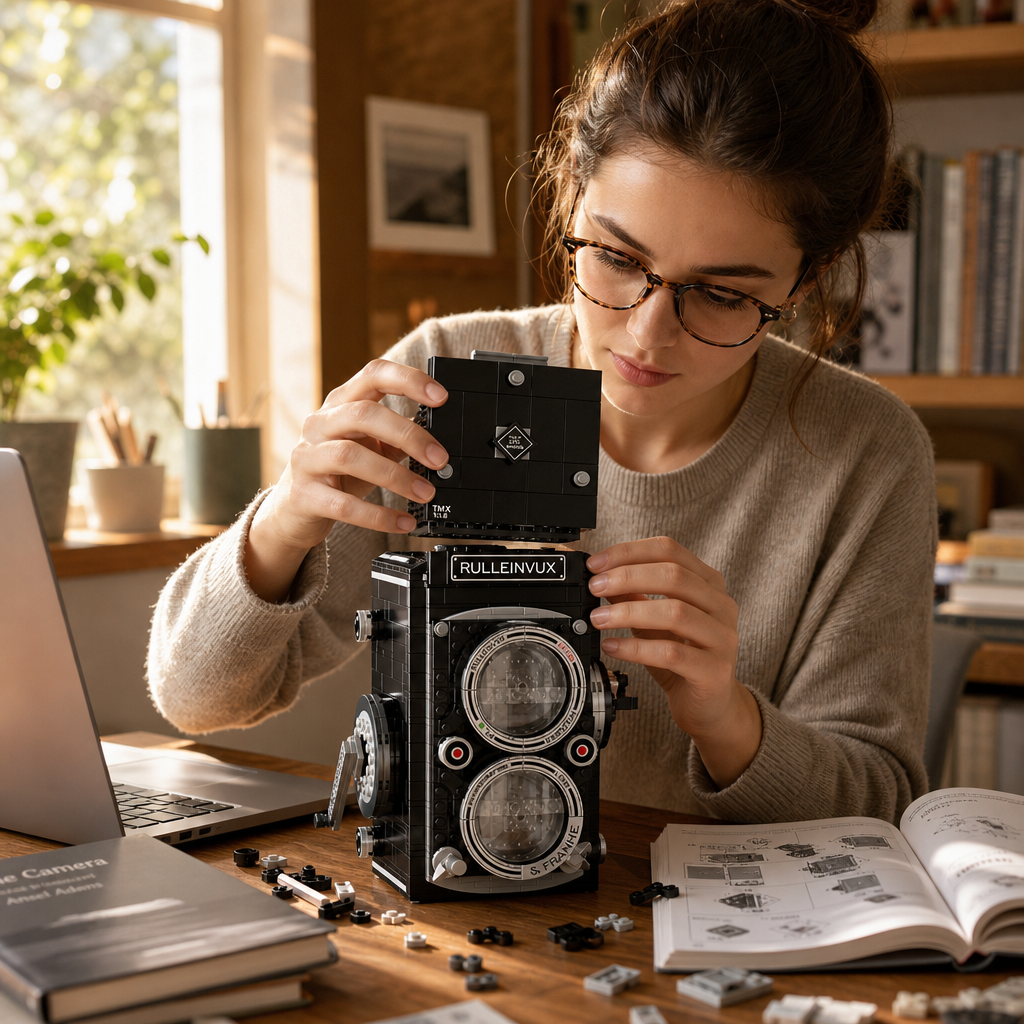 Classic TLR Camera Brick Set | Vintage Display Piece | Elevate Your Workspace for Creatives