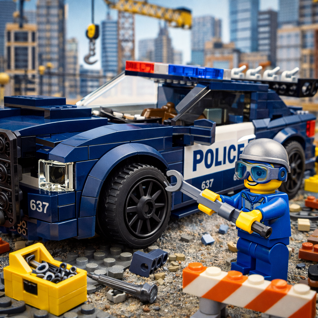 Muscle Police Cruiser Brick Model | For Teens & Collectors