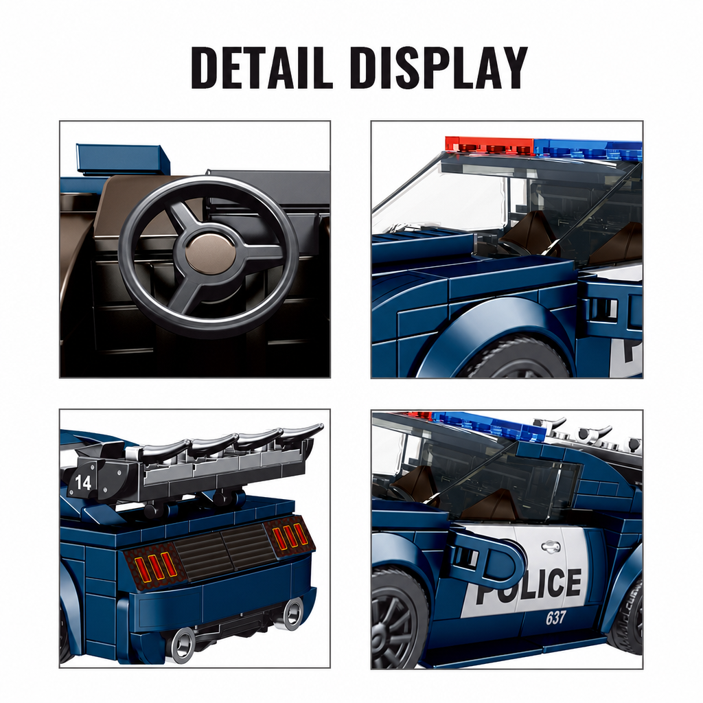Muscle Police Cruiser Brick Model | For Teens & Collectors