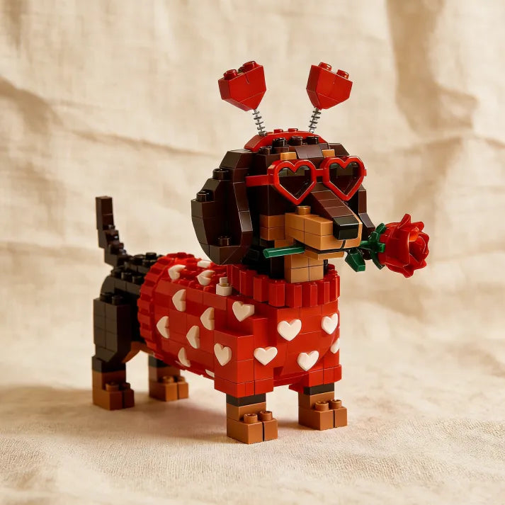 💖 Love Edition Dachshund Brick Set 🐕