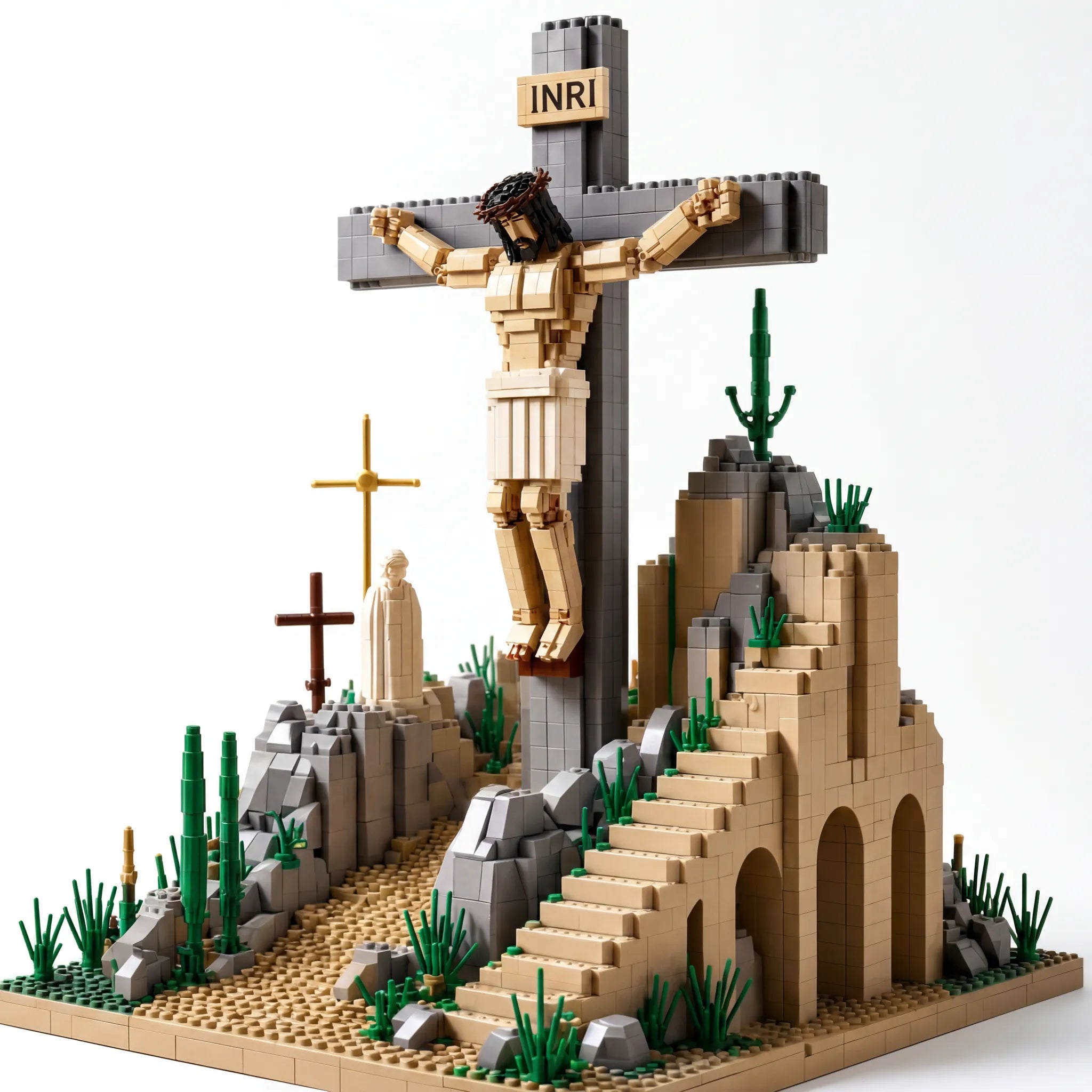✝️ Inspirational Crucifixion Building Block Set — Sacred Landmark Collectible Display
