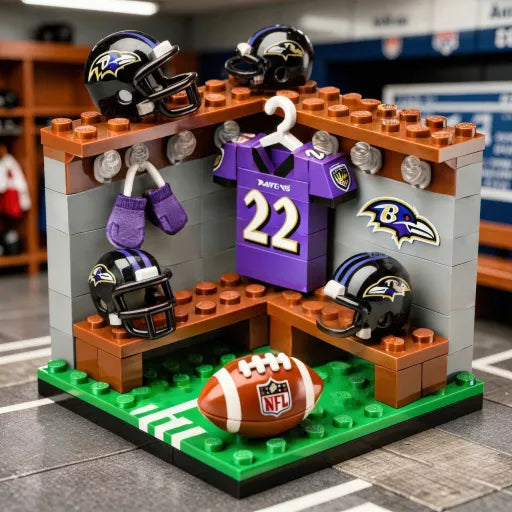 🏈 NFL Locker Room Brick Set - 32 Teams Available - 3D Mini Stadium Diorama & Fan Collectible 🧱