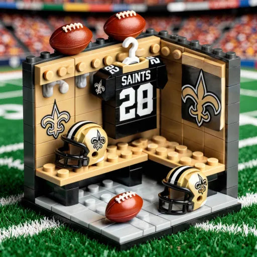 🏈 NFL Locker Room Brick Set - 32 Teams Available - 3D Mini Stadium Diorama & Fan Collectible 🧱