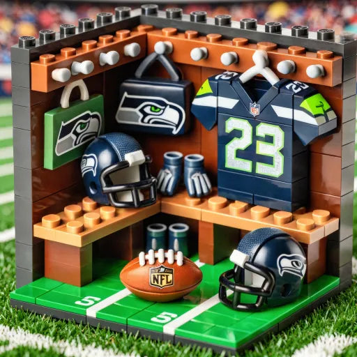 🏈 NFL Locker Room Brick Set - 32 Teams Available - 3D Mini Stadium Diorama & Fan Collectible 🧱