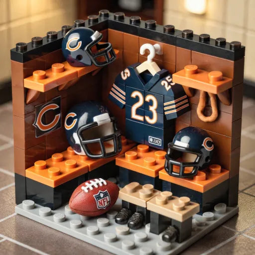 🏈 NFL Locker Room Brick Set - 32 Teams Available - 3D Mini Stadium Diorama & Fan Collectible 🧱