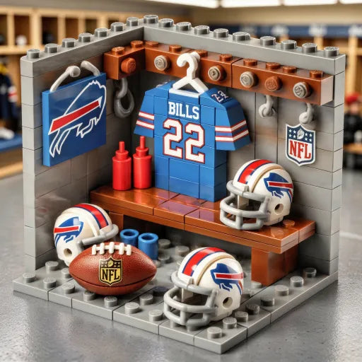 🏈 NFL Locker Room Brick Set - 32 Teams Available - 3D Mini Stadium Diorama & Fan Collectible 🧱
