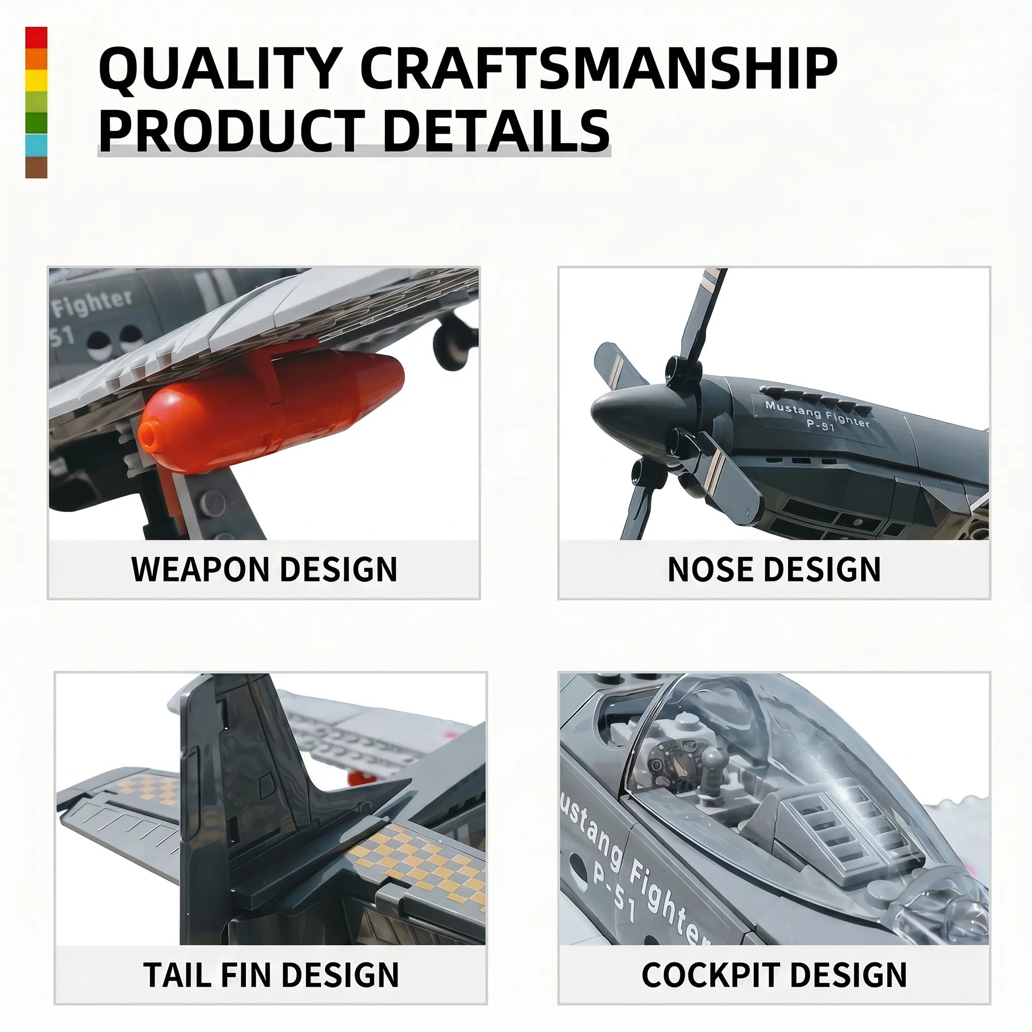 P-51 Mustang Fighter Aircraft Building Block Set