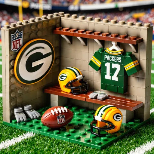 🏈 NFL Locker Room Brick Set - 32 Teams Available - 3D Mini Stadium Diorama & Fan Collectible 🧱