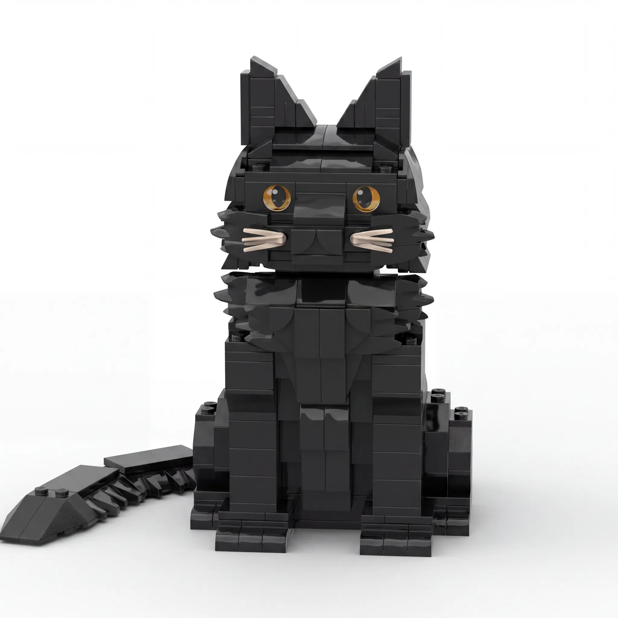 Black Maine Coon Cat Building Blocks Set