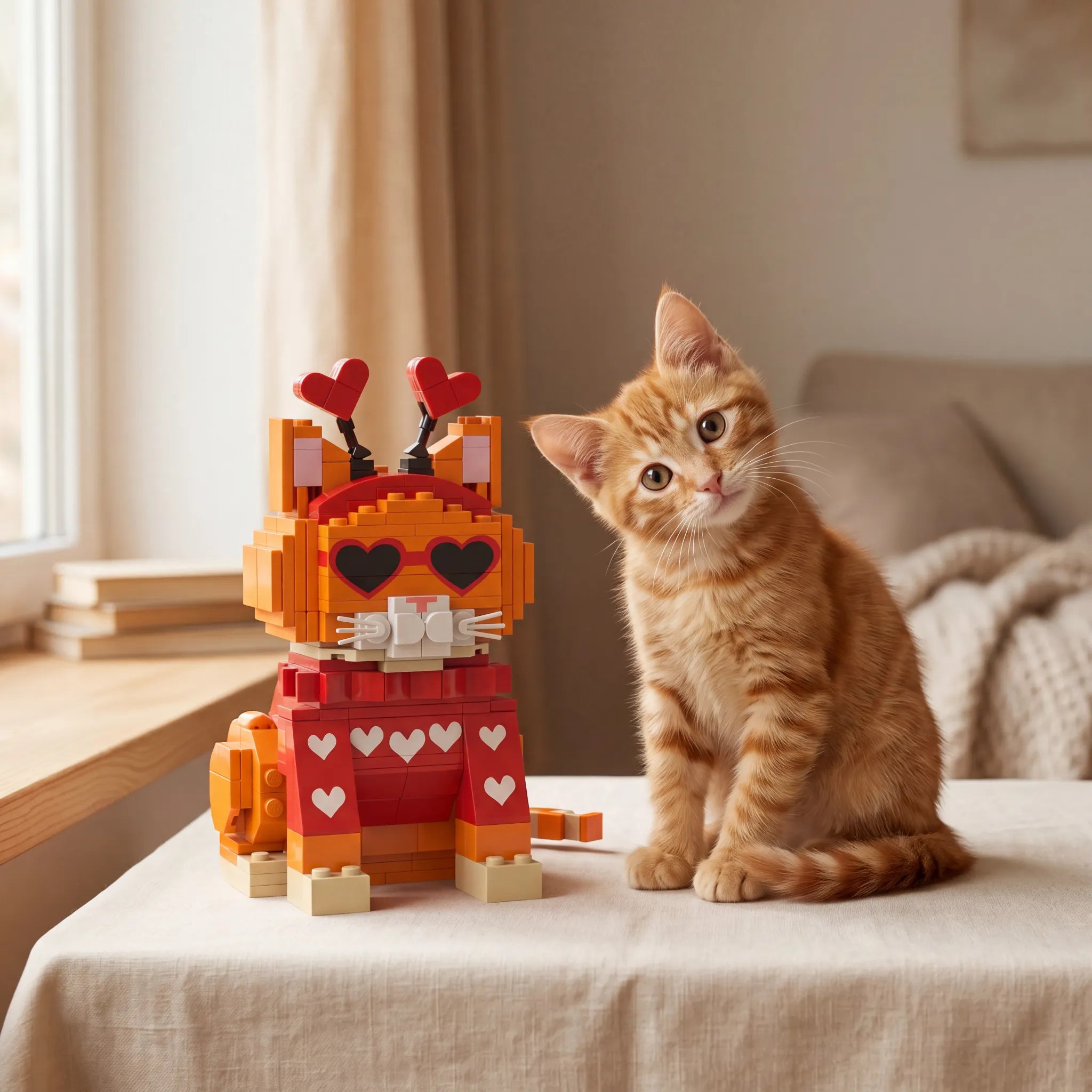 Love Orange Cat  Building Blocks Set