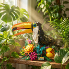 Rainforest Toucan Building Blocks | Tropical Bird Botanical Model | Vibrant Desk Decor & Relaxing Hobby | Gift for Adults