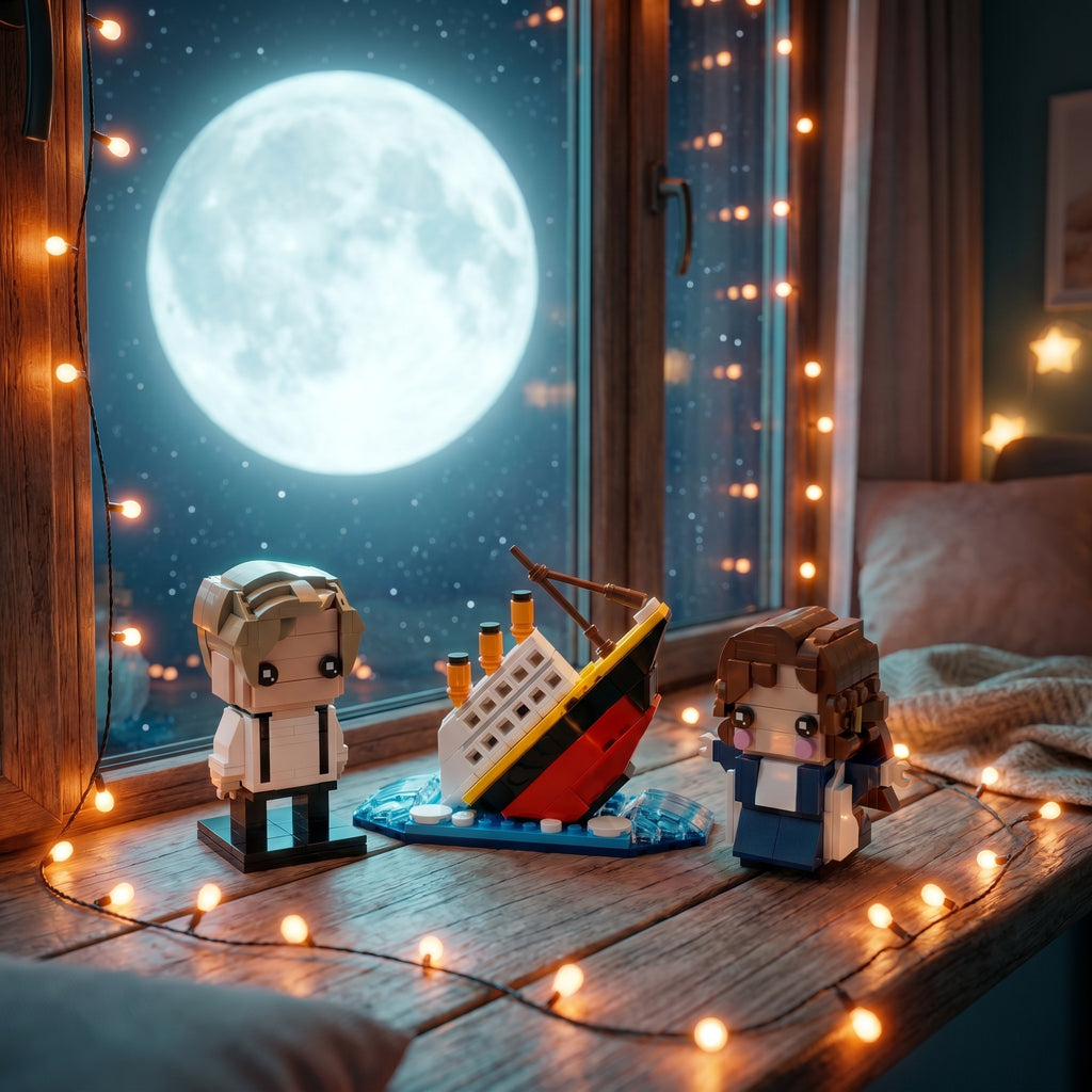 🚢 Century of Love: Titanic & Jack/Rose Q-Version Micro Building Block Set | Romantic Desk Decor