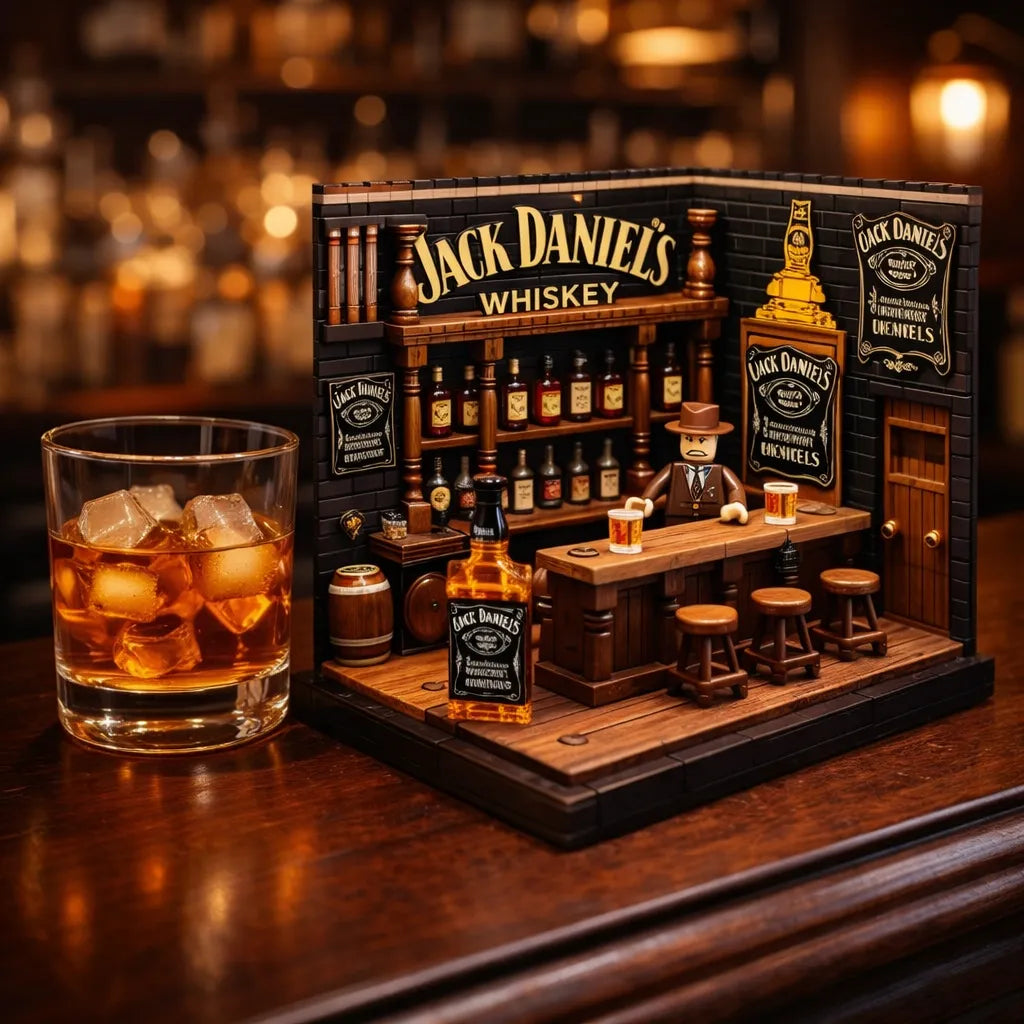 Build Your Own Speakeasy 🥃 | Classic Whiskey Bar Miniature Brick Set - Ultimate Home Bar Decor
