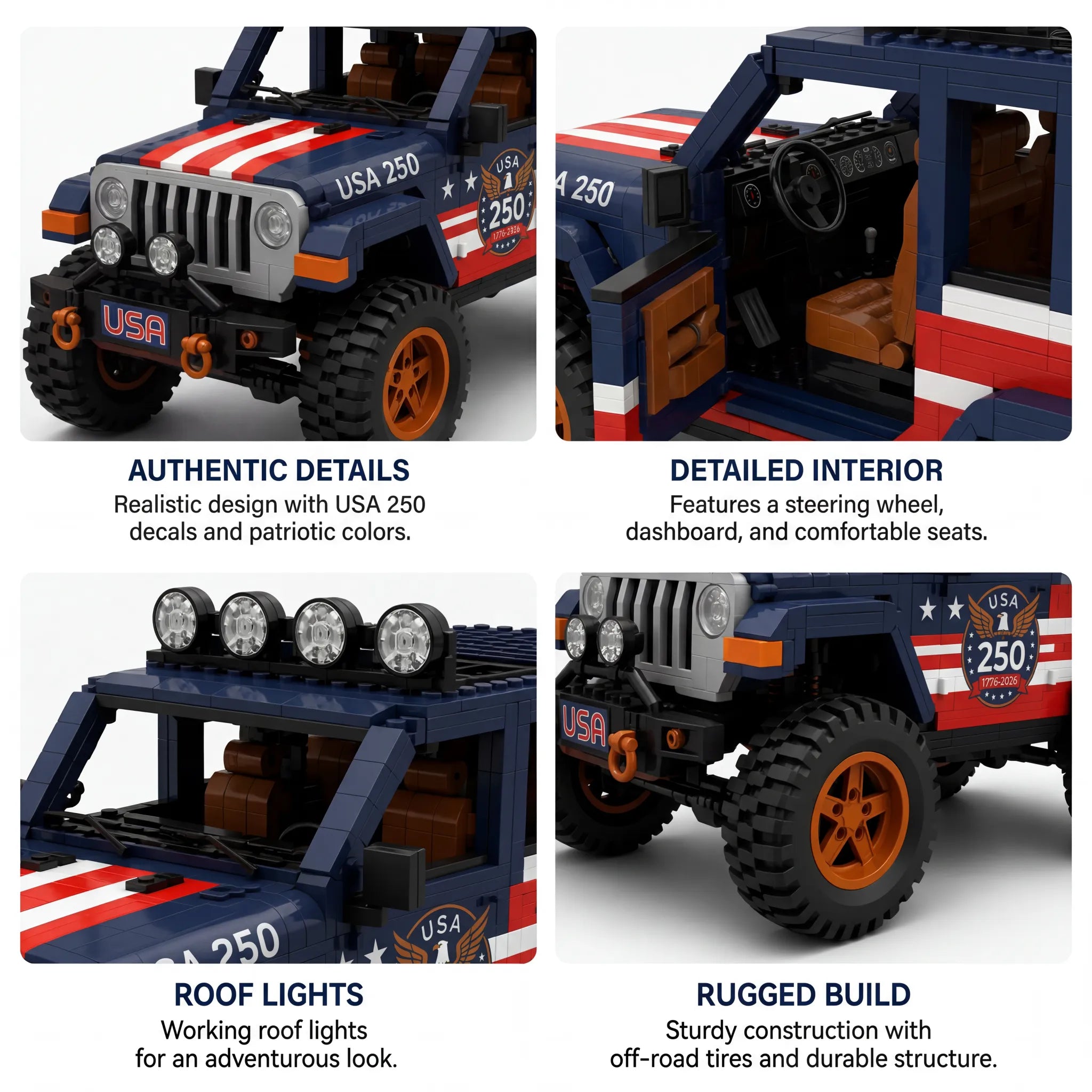 USA 250th Anniversary Off-Road Brick Set — Collect a Piece of Freedom and Adventure