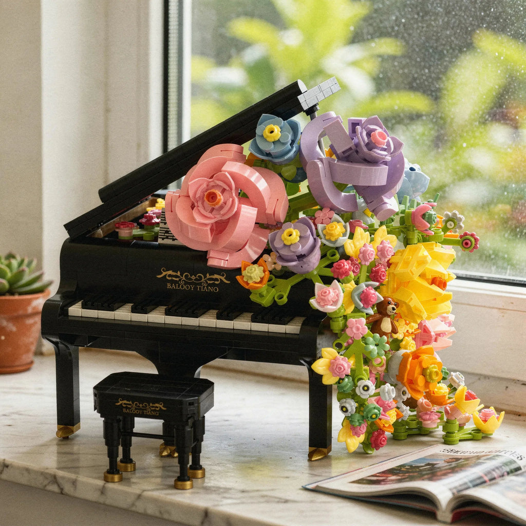 Piano Building Blocks Set | Miniature Musical Instrument Model | Stress Relief Desk Decor | Gift for Adults & Teens