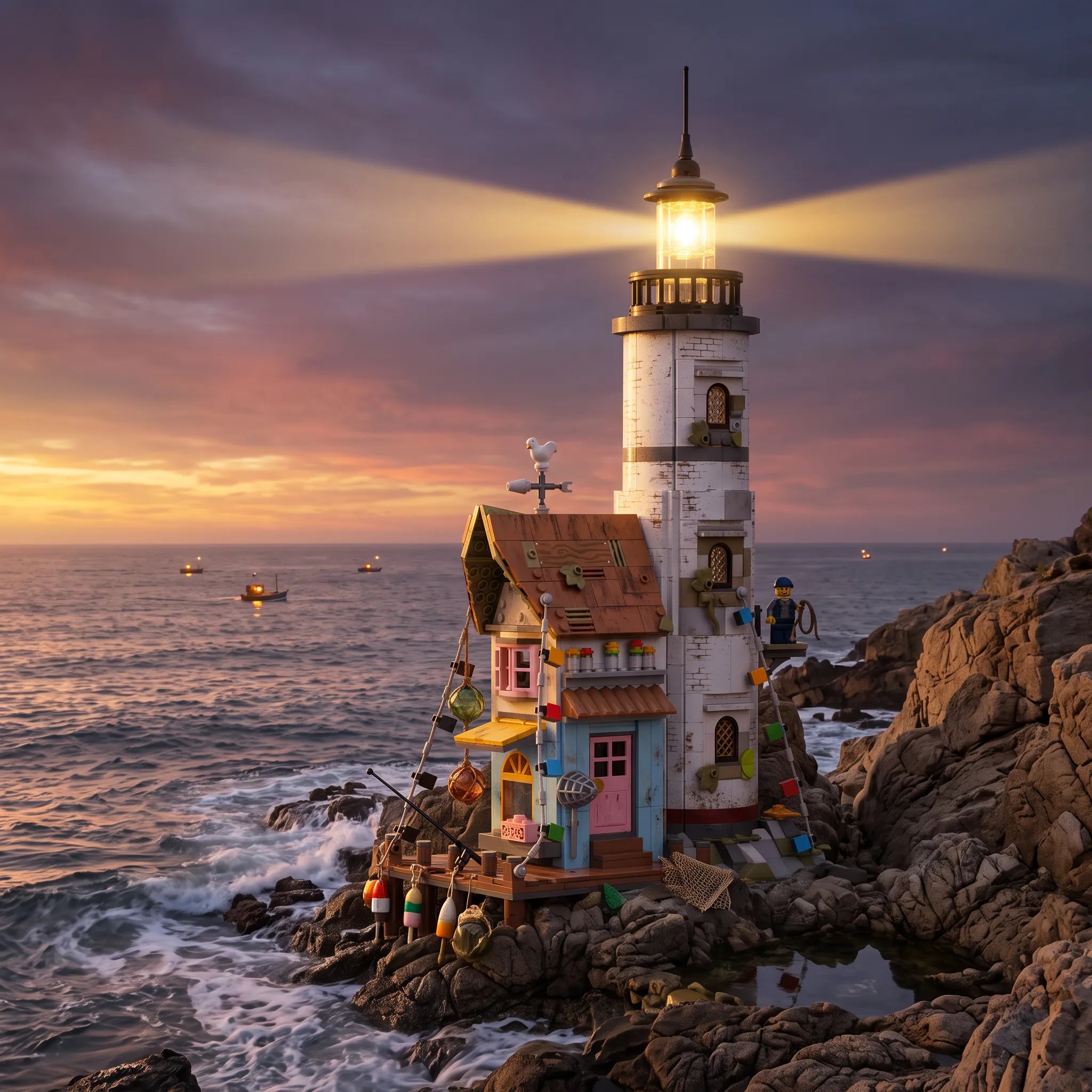 Coastal Lighthouse Building Block Set
