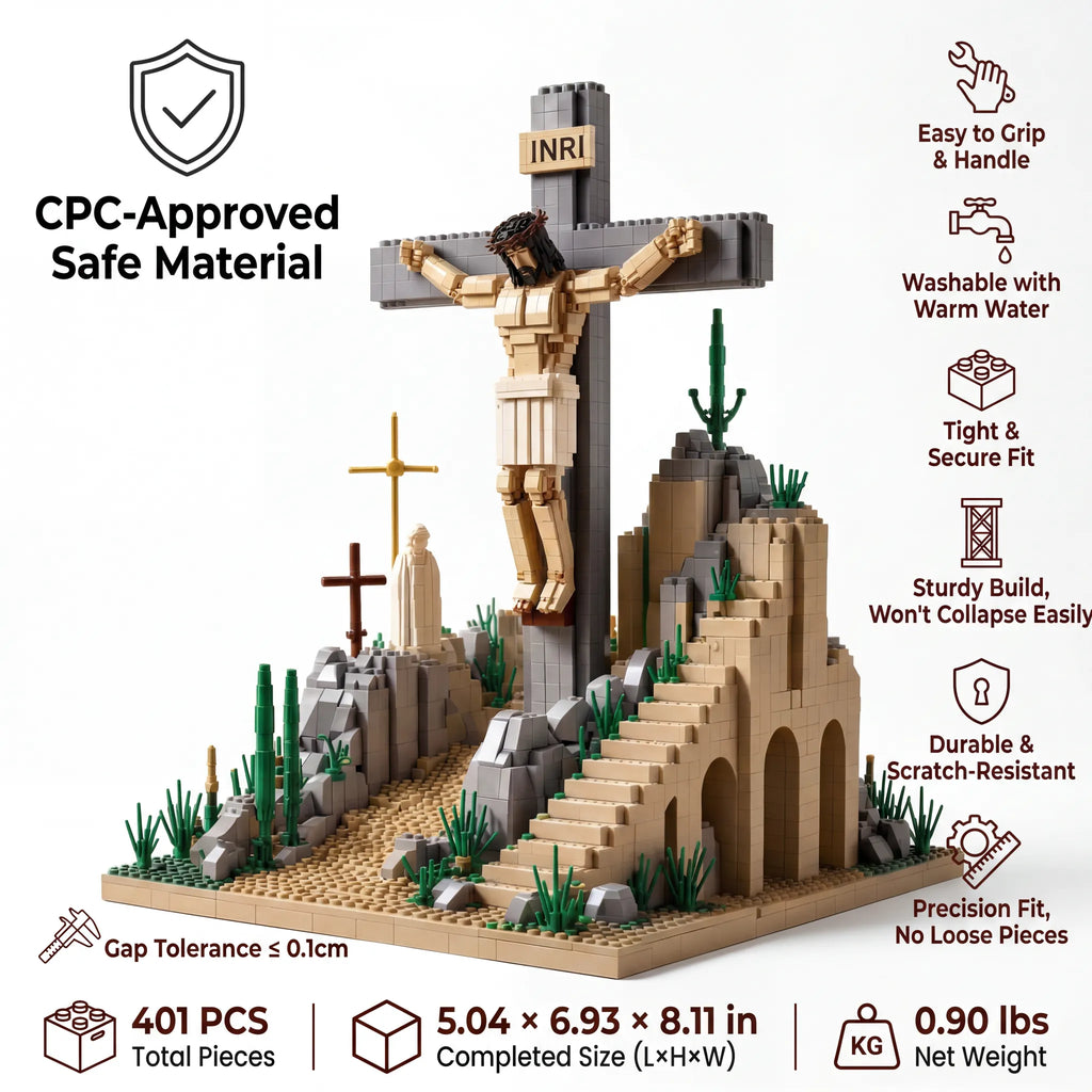 ✝️ Inspirational Crucifixion Building Block Set — Sacred Landmark Collectible Display