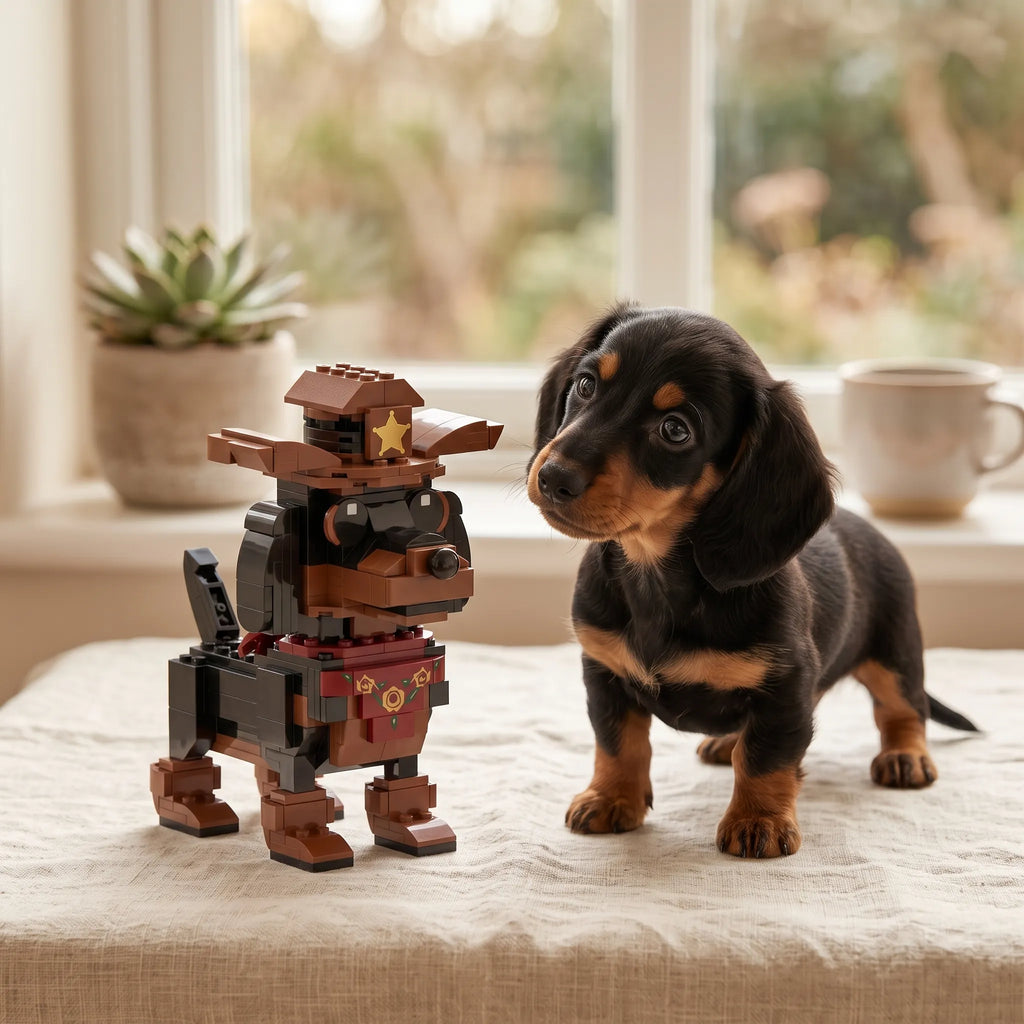 Cowboy Dachshund Building blocks Set
