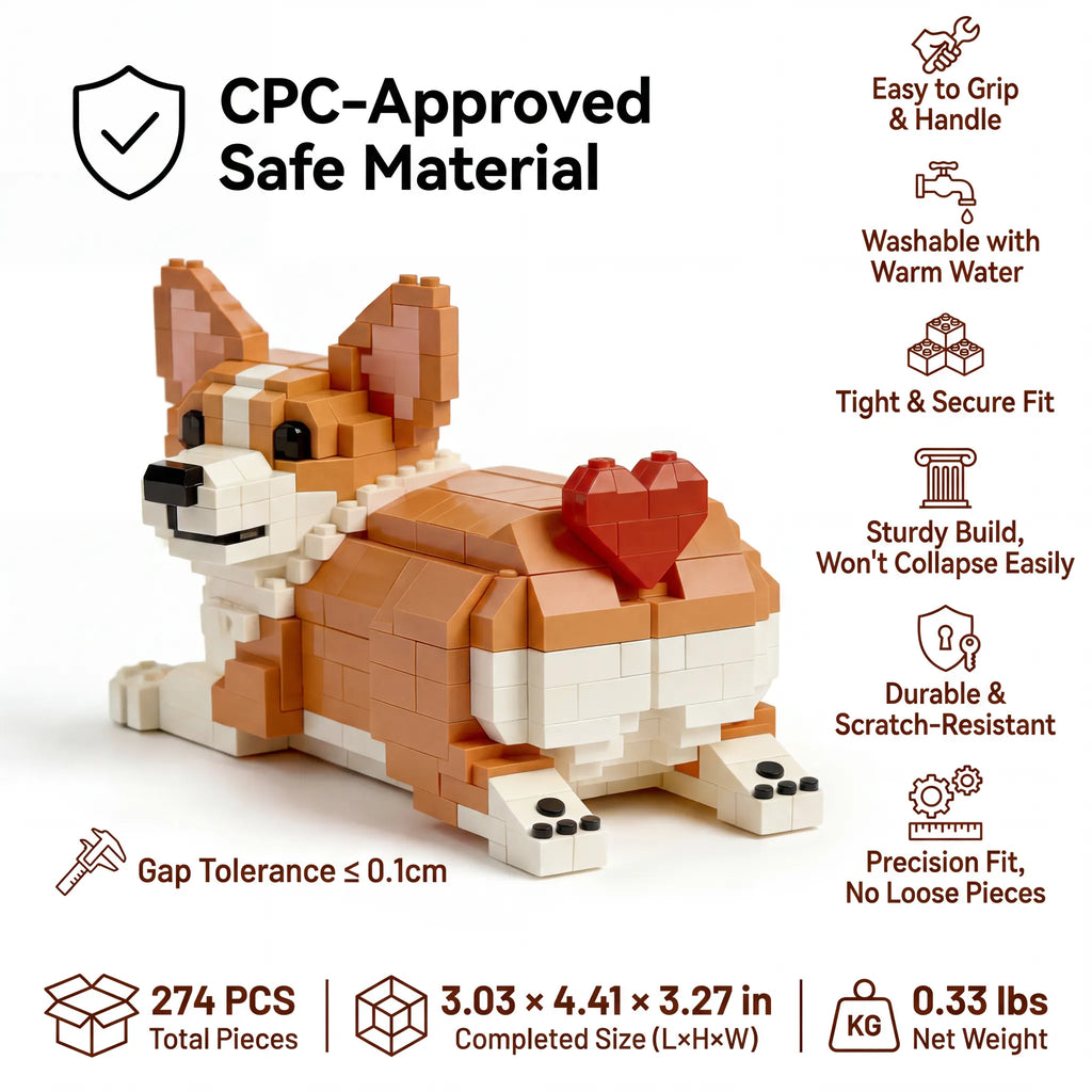 🐶 Corgi Love Brick Set — Build a Little Piece of Happiness