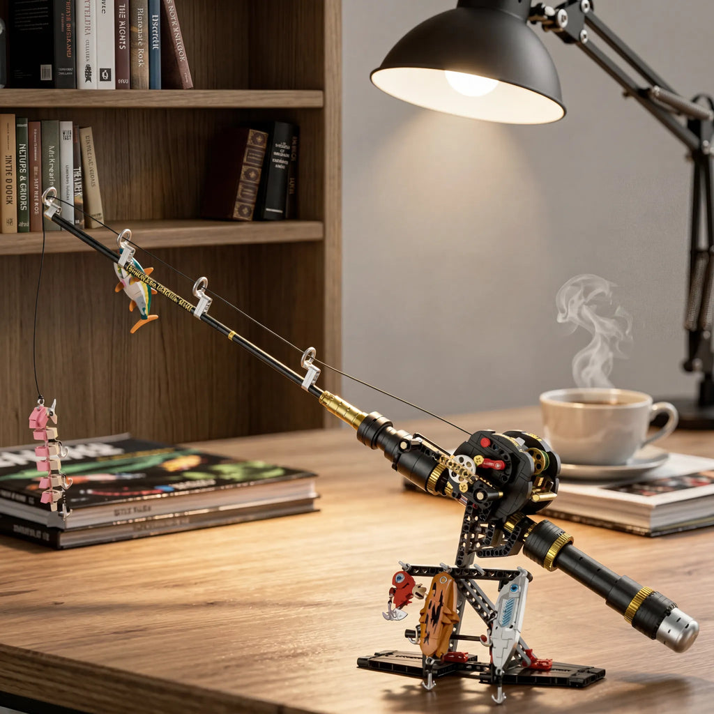 Sea Fishing Rod & Reel Building Block Set | Mechanical Desktop Toy | Deep Sea Casting Simulation | For Adults & Office Workers 🎣