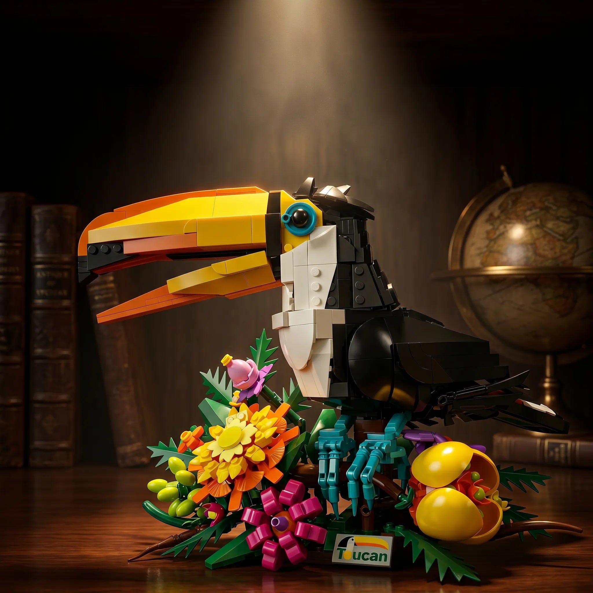 Rainforest Toucan Building Blocks | Tropical Bird Botanical Model | Vibrant Desk Decor & Relaxing Hobby | Gift for Adults