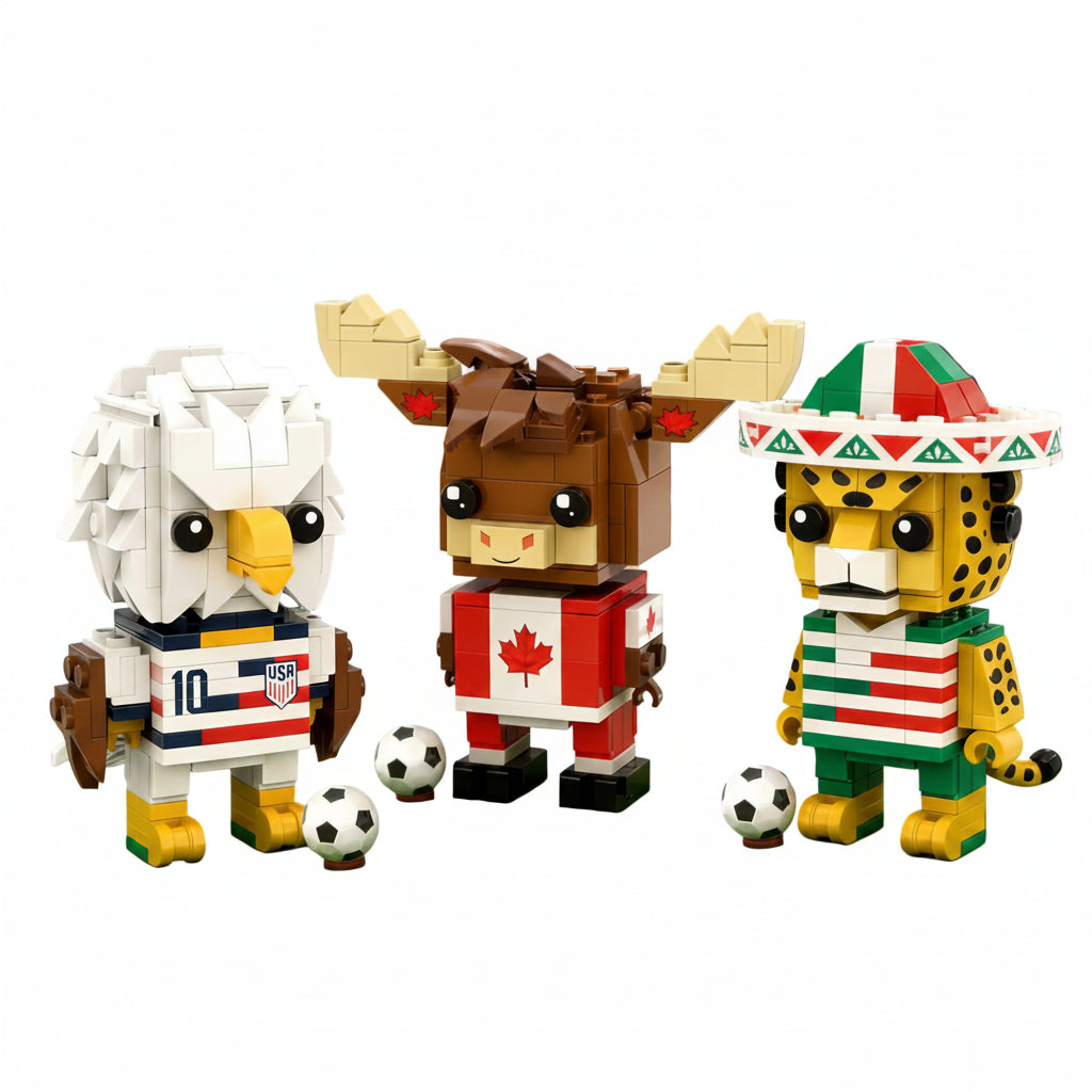 United 2026: Official North American World Cup Mascot Building Block Set (USA, Canada, Mexico) 🦅🦌🐆⚽️