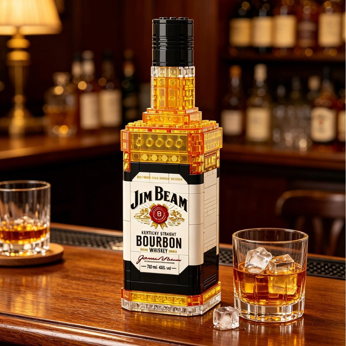🥃 Build Your Happy Hour | Classic Bourbon Whiskey Bottle Brick Set - The Ultimate Desk Decor 🧩