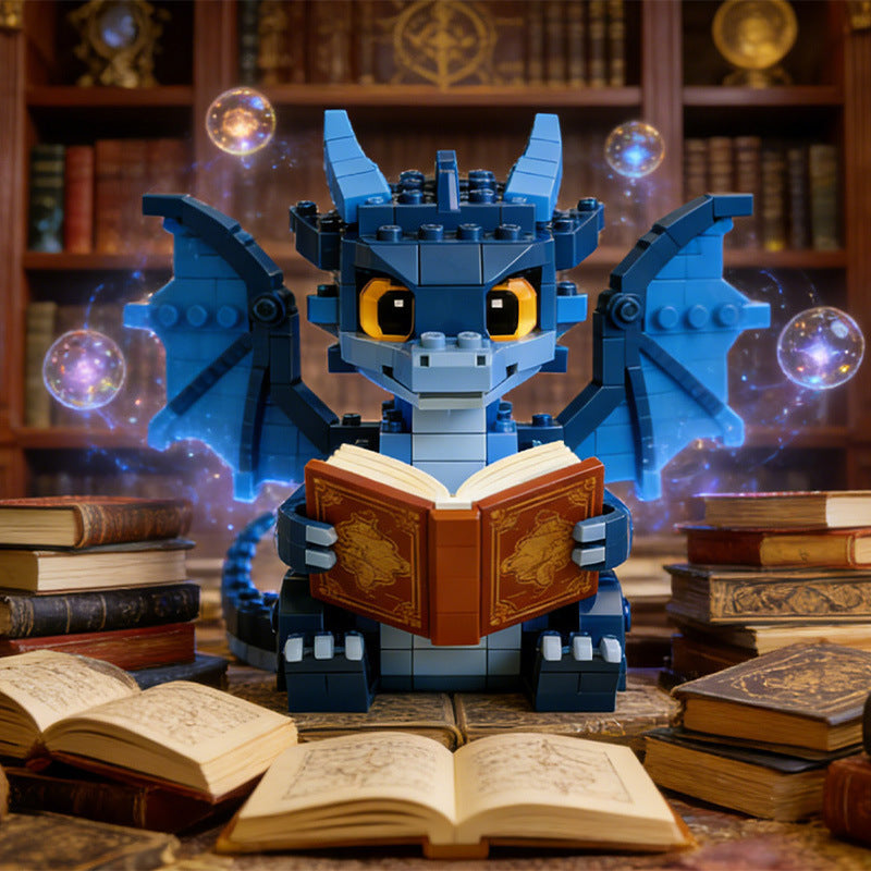 The Blue Dragon Scholar of the Enchanted Library