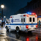 City EMS Ambulance Building Blocks Set with Lights & Doors - Realistic Emergency Rescue Toy