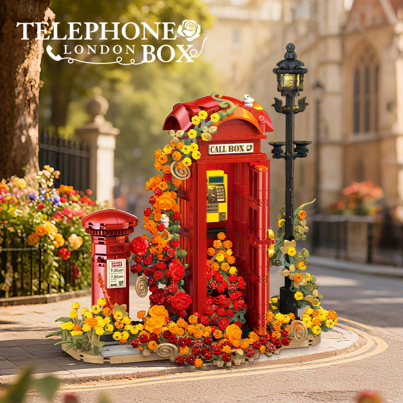 🍁 Escape to London! Vintage Telephone Box Micro-Brick Set | Your Cozy Desk Retreat ☎️✨