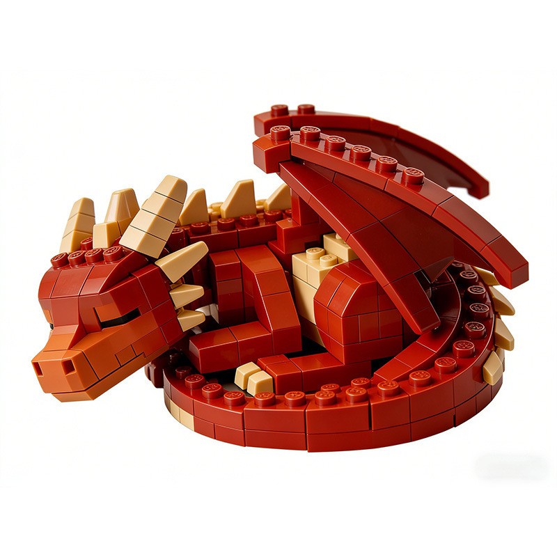 Sleeping Red Dragon Magic Castle Building Block Model Creative Decor