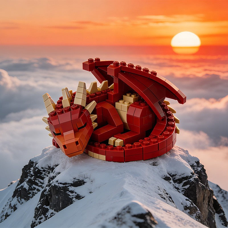 Sleeping Red Dragon Magic Castle Building Block Model Creative Decor