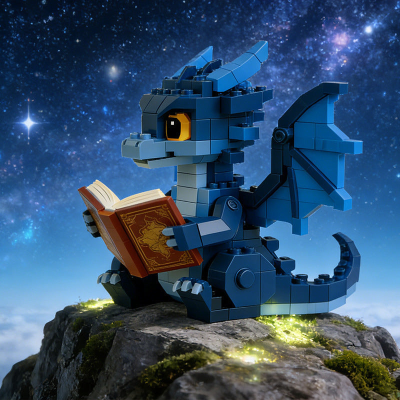 The Blue Dragon Scholar of the Enchanted Library