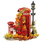 🍁 Escape to London! Vintage Telephone Box Micro-Brick Set | Your Cozy Desk Retreat ☎️✨