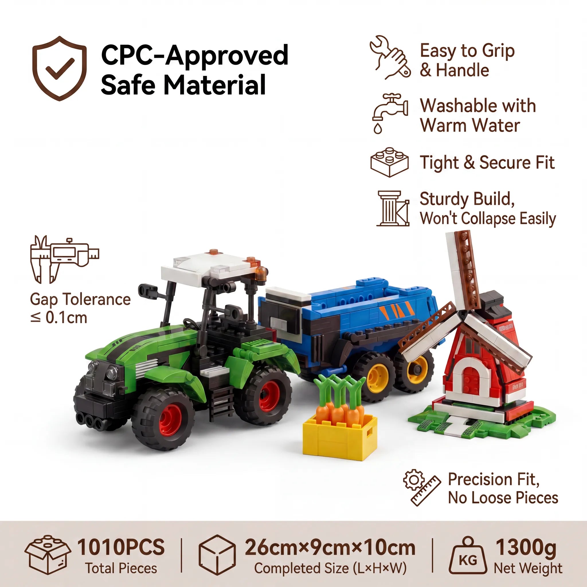 4-in-1 Farm Tractor Building Blocks