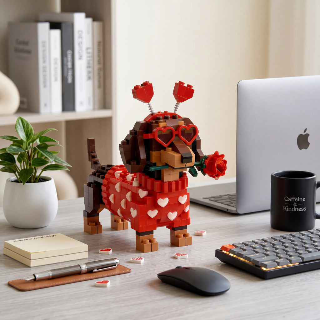 🐶 Heart Edition Dachshund Brick Set — Cute Meets Romantic