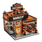 Vintage Motorcycle Garage Building Block Set