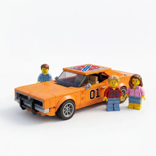 🚗 Classic Dodge 01 Race Car Brick Display Building Brick Set