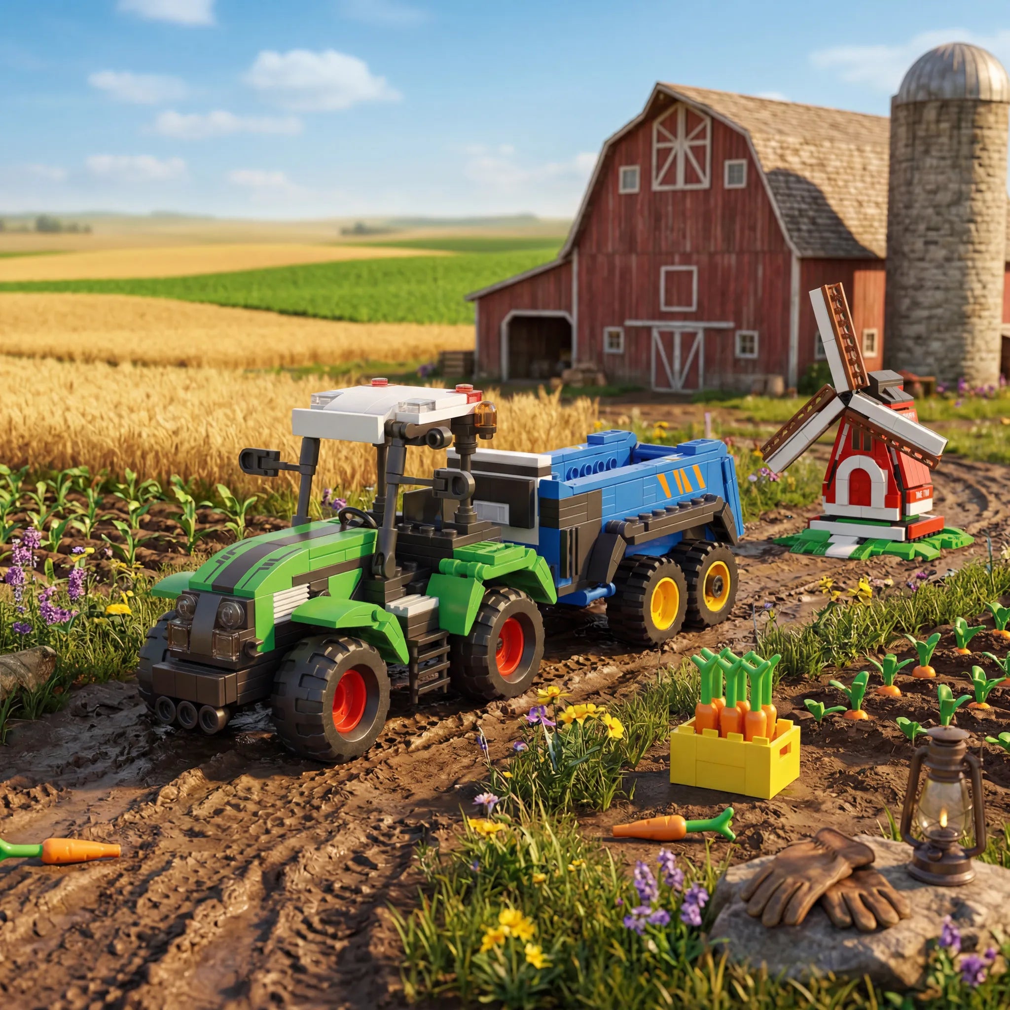 4-in-1 Farm Tractor Building Blocks