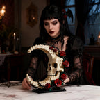 Gothic Skull Moon Rose Building Block Set | Dark Decor