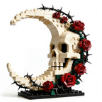 Gothic Skull Moon Rose Building Block Set | Dark Decor