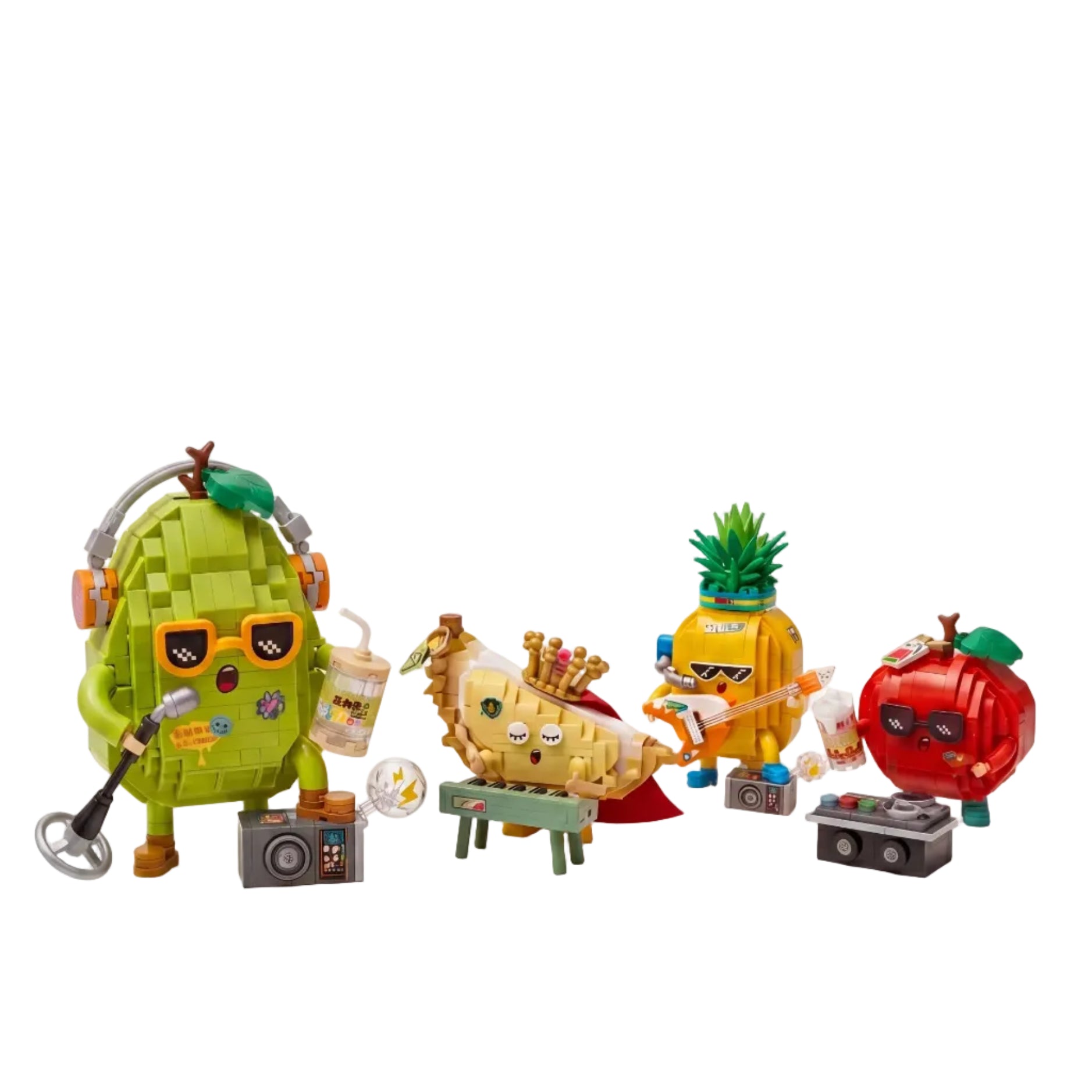 [Hip-Hop Soul] Trendy Pineapple Micro Blocks | Pixel Sunglasses Guitarist Collectible