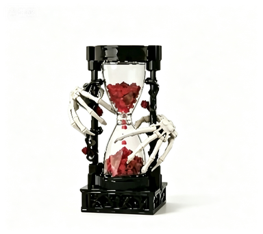 Skeleton Hands & Roses Hourglass Gothic Building Block Model Dark Art Decor